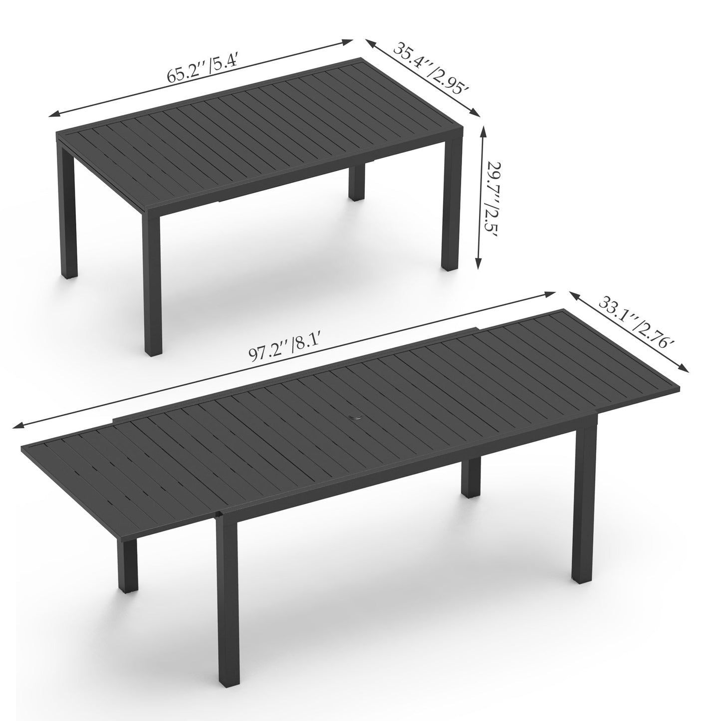 Extendable Aluminum Outdoor Dining Table for Home