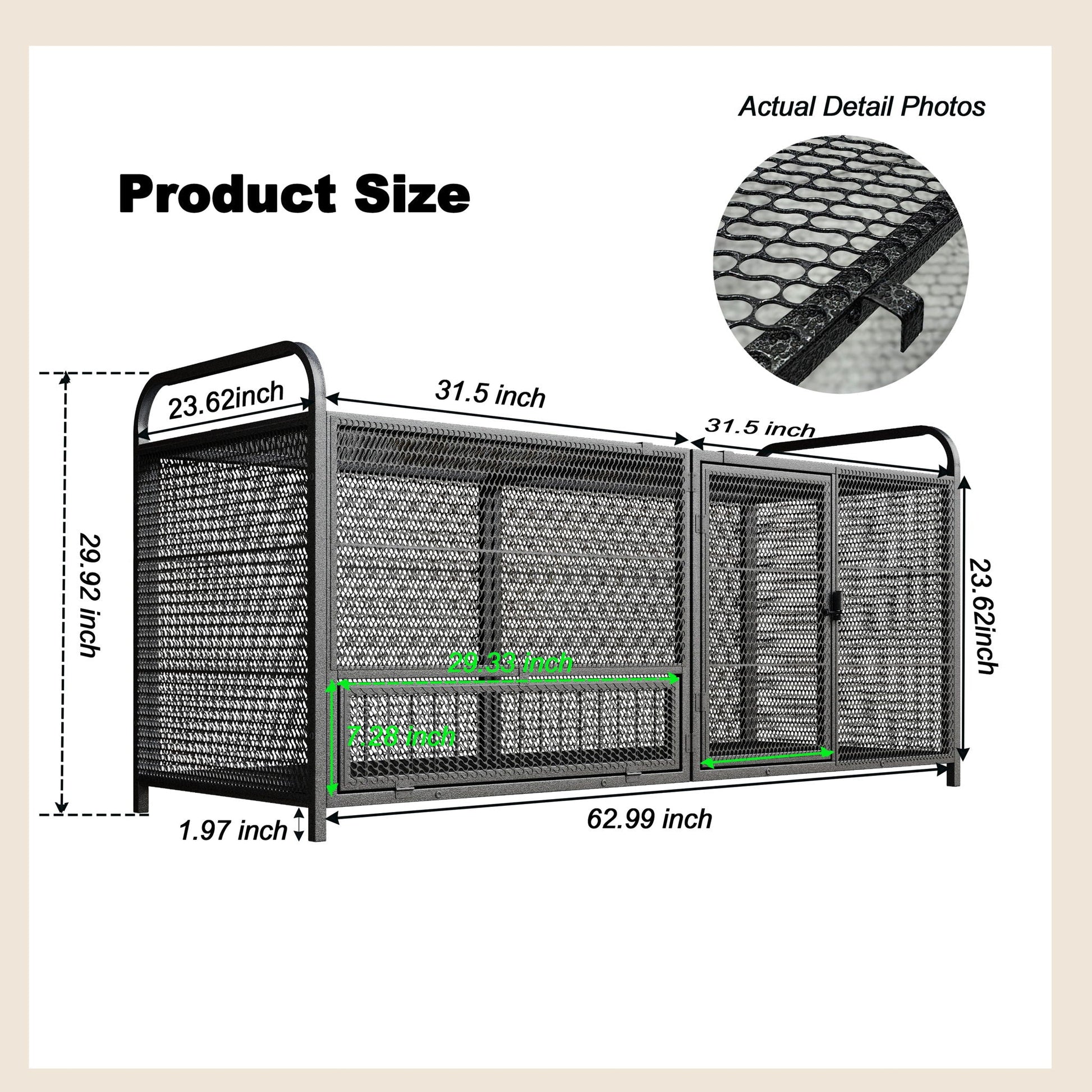 HouseOfZazla black silver chicken cage poultry breeding coop with mesh panels 62.99in long on Tampa Home & Garden Store