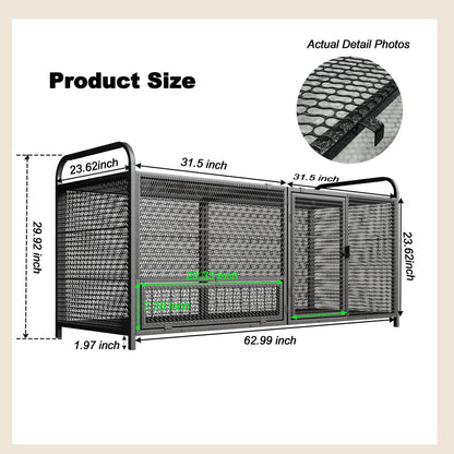 HouseOfZazla black silver chicken cage poultry breeding coop with mesh panels 62.99in long on Tampa Home & Garden Store