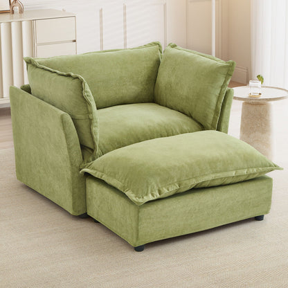 Modern Fabric Armchair with a Movable Ottoman