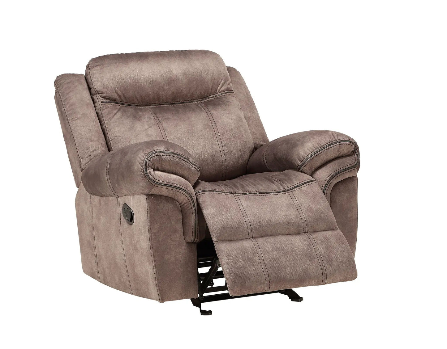 Zubaida Two-Tone Glider Recliner brown fabric upholstered chair Unique Piece Furniture on Tampa Home & Garden Store