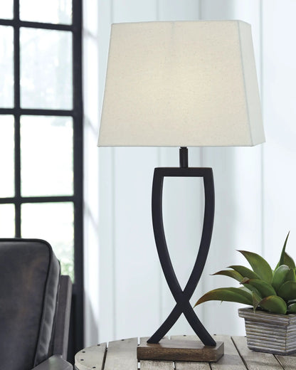 Makara Metal Table Lamp Set Of 2 With Wood Base