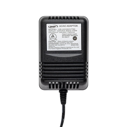 Orbit Irrigation 24V 750mA transformer for indoor sprinkler controllers, black AC adapter on Tampa Home & Garden Store