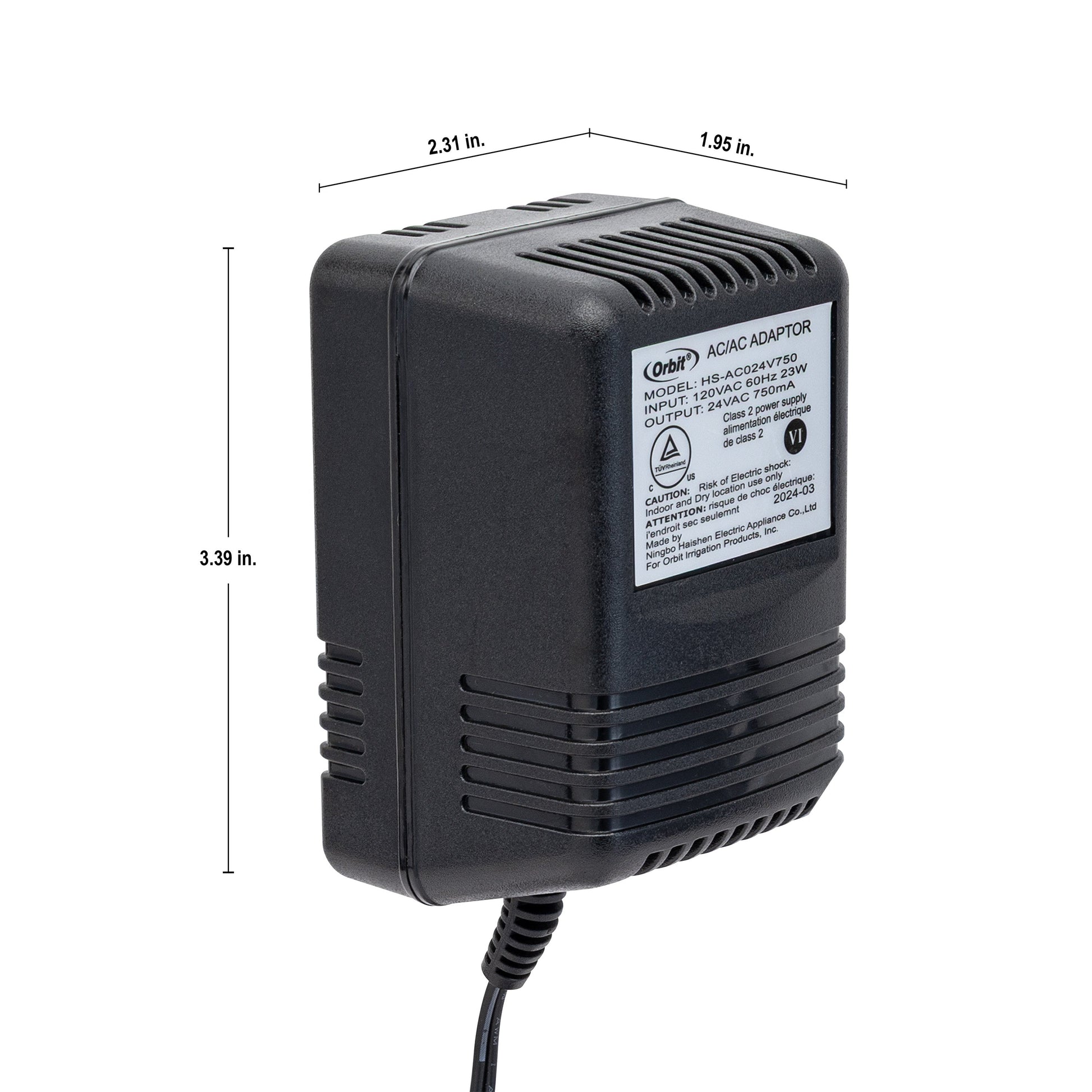 24V 750mA transformer for indoor sprinkler controllers black Orbit brand on Tampa Home & Garden Store
