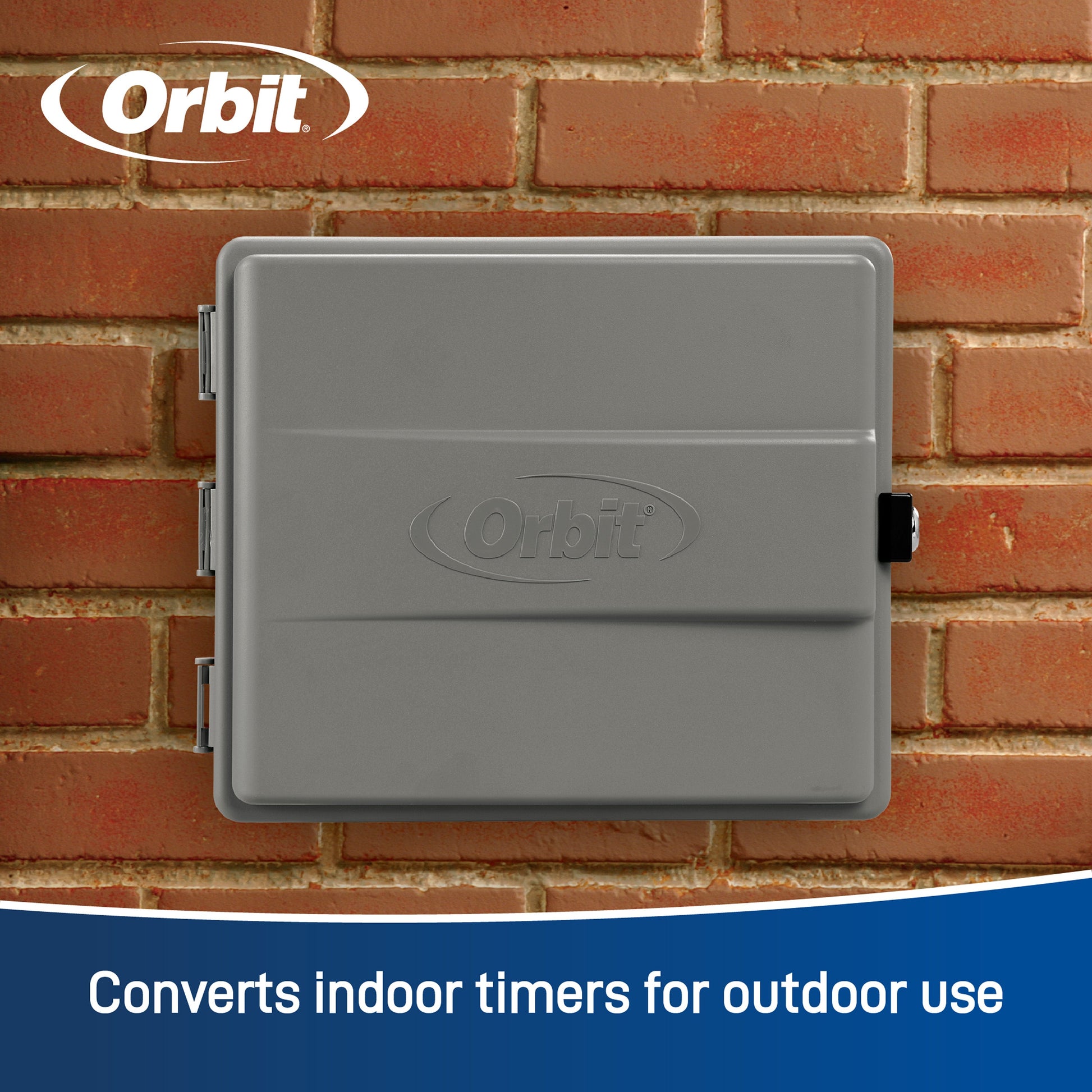 Orbit Outdoor Sprinkler Controller Cabinet with GFCI 57095, gray underground irrigation box on Tampa Home & Garden Store