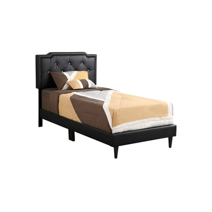 Button tufted upholstered bed in black faux leather by Unique Piece Furniture on Tampa Home & Garden Store