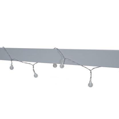 House Bed With Window And Fence platform bed frame gray finish with hanging string lights on Tampa Home & Garden Store