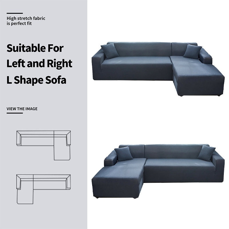 Nordic Imperial Concubine sofa cover for L-shape sectional in blue elastic fabric on Tampa Home & Garden Store