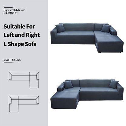 Nordic Imperial Concubine sofa cover for L-shape sectional in blue elastic fabric on Tampa Home & Garden Store