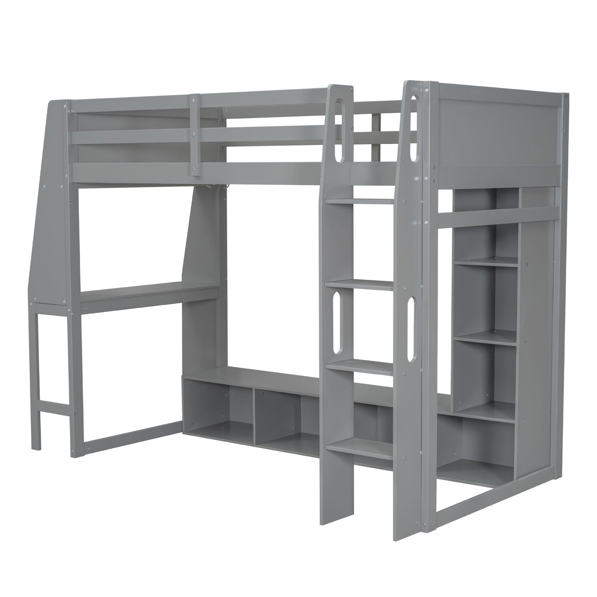 Gaming Loft Bed with Desk and storage shelves in gray by HouseOfZazla on Tampa Home & Garden Store