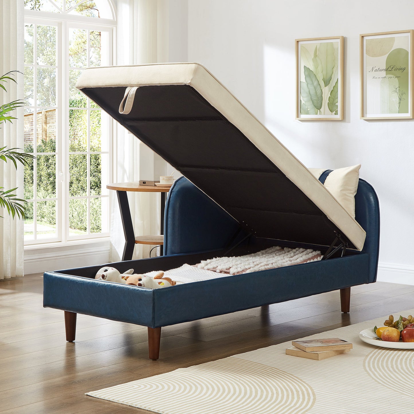 65 Inch Storage Chaise Lounge Sofa and Velvet