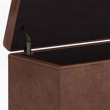 Avalon storage ottoman bench by Unique Piece Furniture brown leatherette exterior black interior on Tampa Home & Garden Store