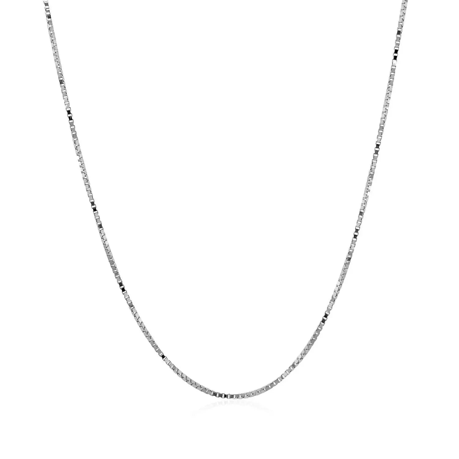 14k white gold box chain necklace 0.7mm, slender and polished on Tampa Home & Garden Store