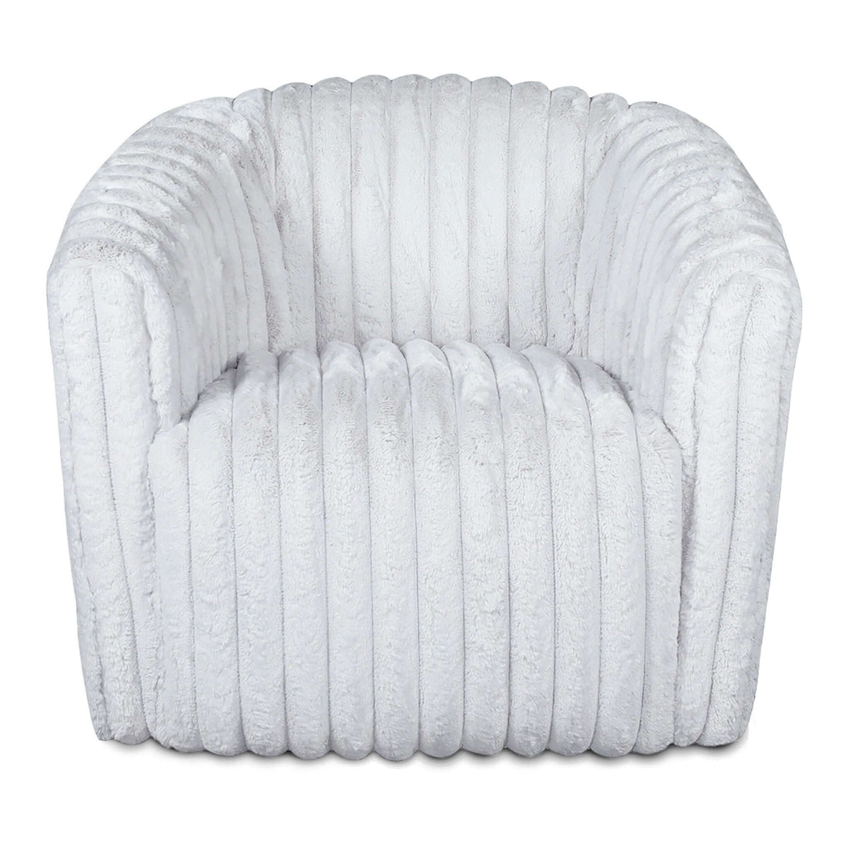 Modern Comfort Swivel Chair with channel-tufted gray velvet back and seat, armchair on Tampa Home & Garden Store