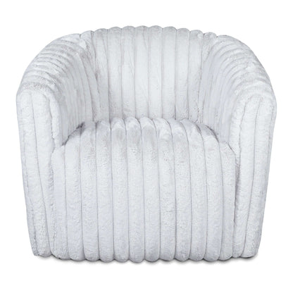 Modern Comfort Swivel Chair with channel-tufted gray velvet back and seat, armchair on Tampa Home & Garden Store