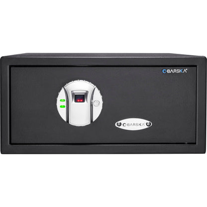 Biometric safe cabinet with fingerprint lock, black steel, BARSKA branding on Tampa Home & Garden Store