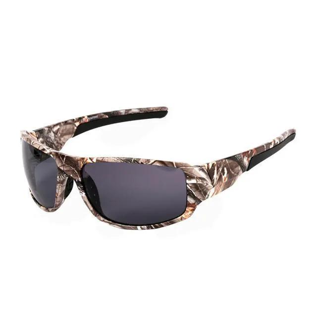Professional Polarized Fishing Glasses with camo-pattern frame and dark gray lenses on Tampa Home & Garden Store