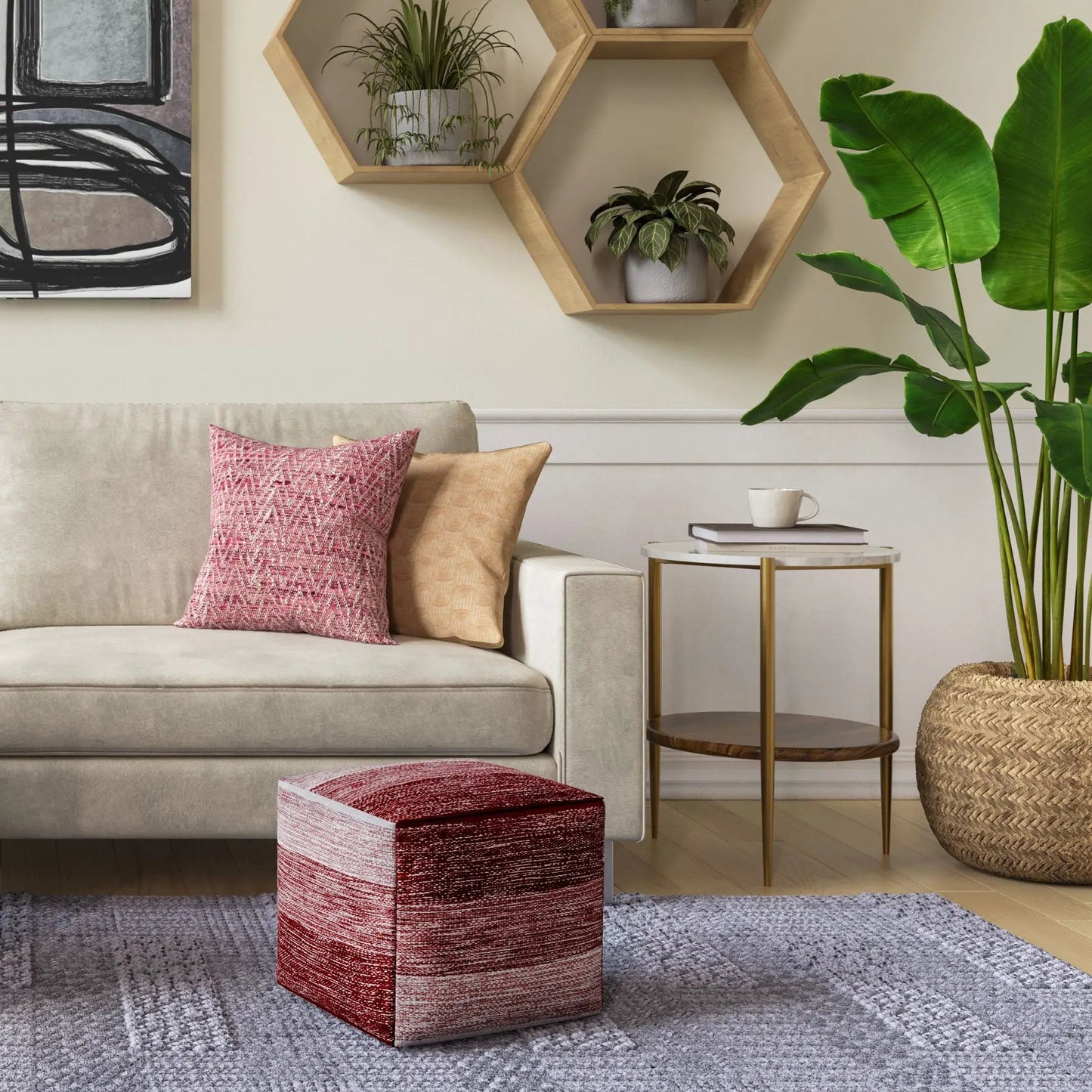 Wagner Round Marble & Wood Coffee Table by Unique Piece Furniture with hex shelves on Tampa Home & Garden Store