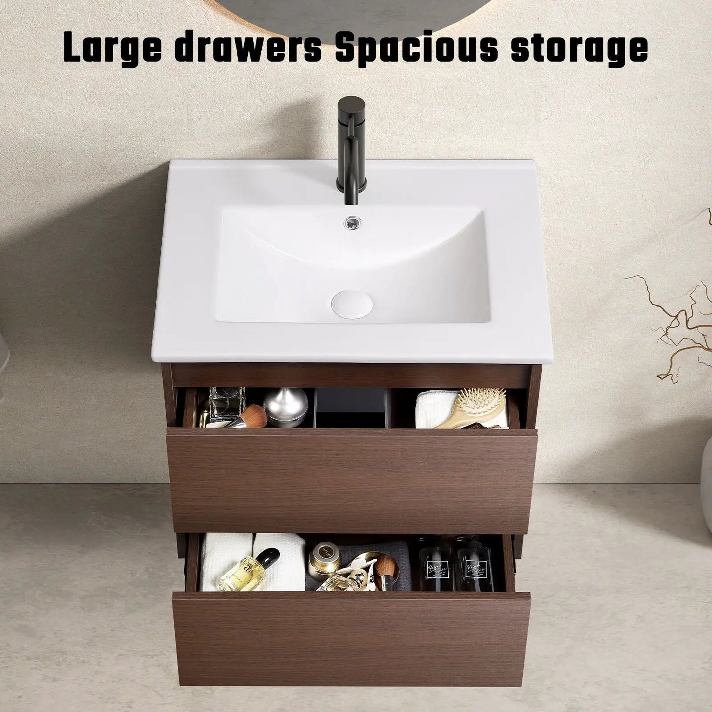Wall Mounted Vanity With Soft Close Drawer
