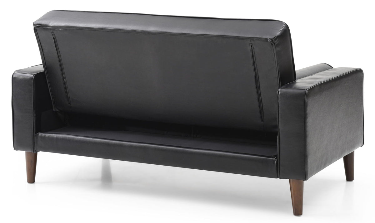 Contemporary futon loveseat for two in black faux leather with wooden legs by HouseOfZazla on Tampa Home & Garden Store