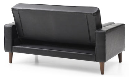 Contemporary futon loveseat for two in black faux leather with wooden legs by HouseOfZazla on Tampa Home & Garden Store