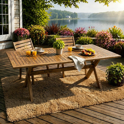 The Adjustable Acacia Wood Outdoor Dining Table