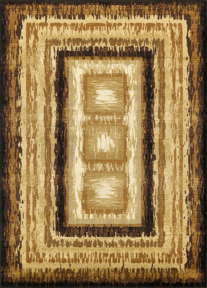 Bristol Abstract Multi Color Area Rug in brown tan beige with concentric rectangle motif on Tampa Home & Garden Store