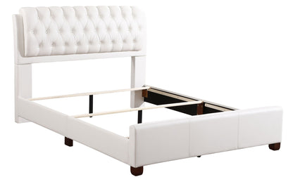 Tufted Upholstered Bed white faux leather button-tufted headboard by HouseOfZazla on Tampa Home & Garden Store