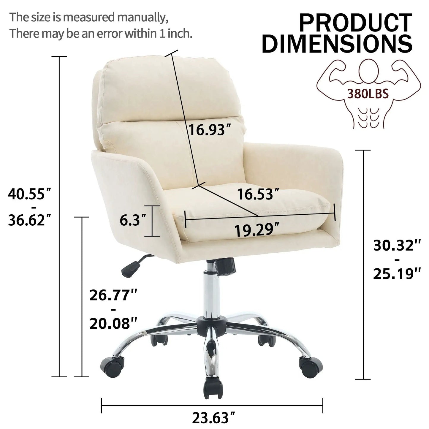 Office chair with adjustable height, ergonomic swivel by Unique Piece Furniture, chrome base on Tampa Home & Garden Store