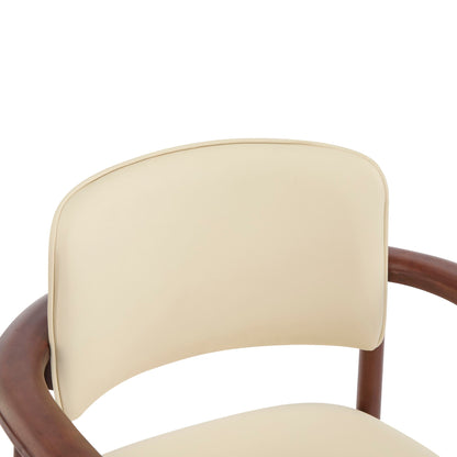 Beige Dining Room Chairs and Dark Walnut Frame