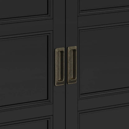 Burlington handcrafted low storage cabinet in black with brass pulls accent cabinet on Tampa Home & Garden Store