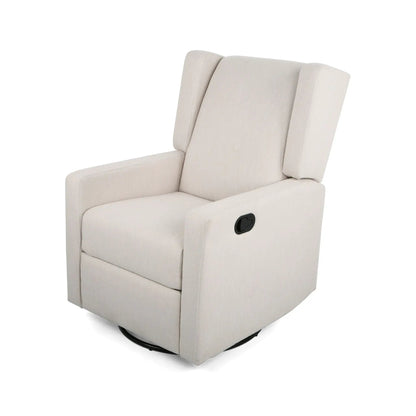 Landau Contemporary Fabric Swivel Recliner by Unique Piece Furniture, beige fabric, swivel base on Tampa Home & Garden Store