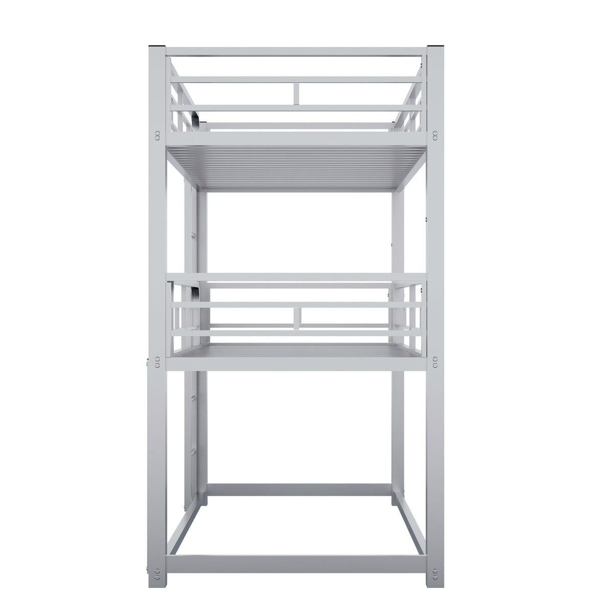 Triple bunk bed frame HouseOfZazla in silver metal, sturdy space-saving design on Tampa Home & Garden Store