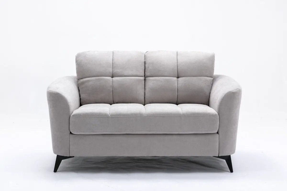 Callie Woven Fabric Loveseat with Tufted Cushions