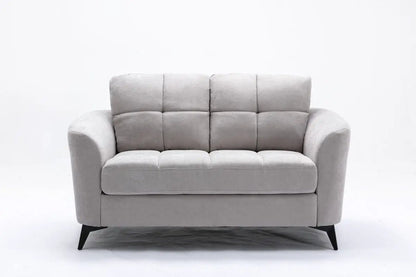 Callie Woven Fabric Loveseat with Tufted Cushions