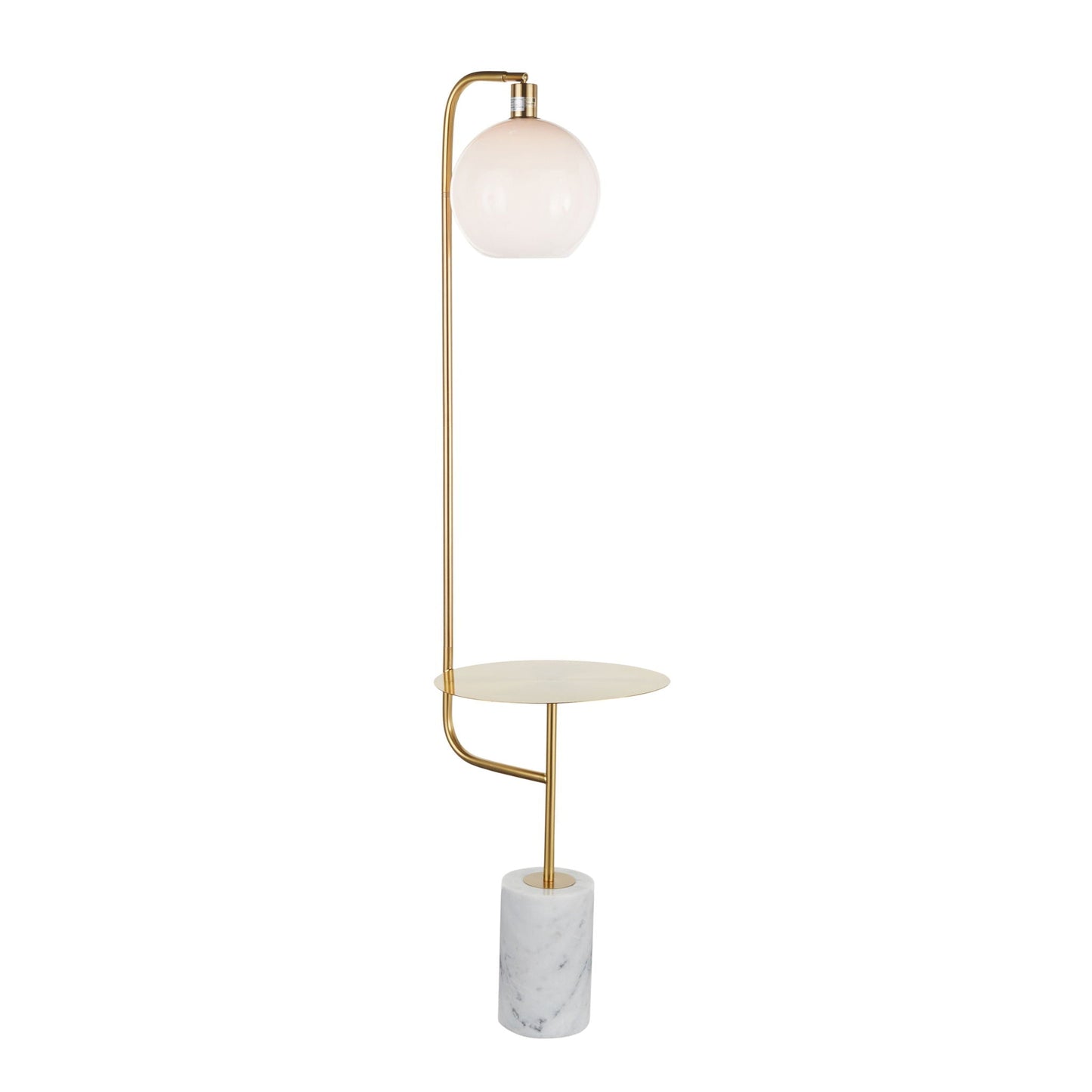 Symbol contemporary glam floor lamp with white marble side table and brass finish HouseOfZazla on Tampa Home & Garden Store