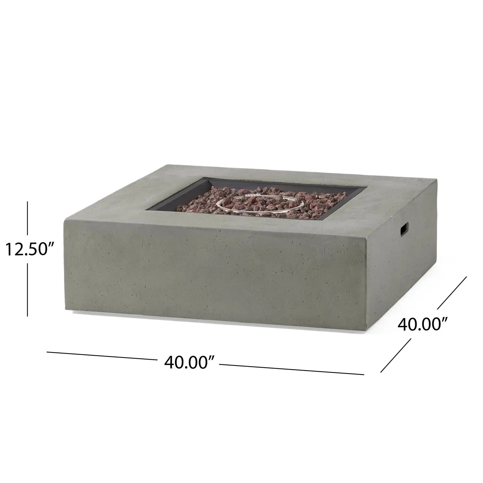Modern 50,000 Btu square fire table HouseOfZazla with lava rock bed and propane burner on Tampa Home & Garden Store
