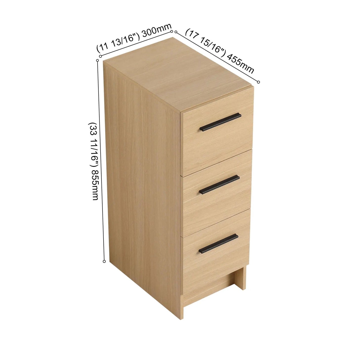 Slim Bathroom Storage Cabinet With 3 Drawers Oak
