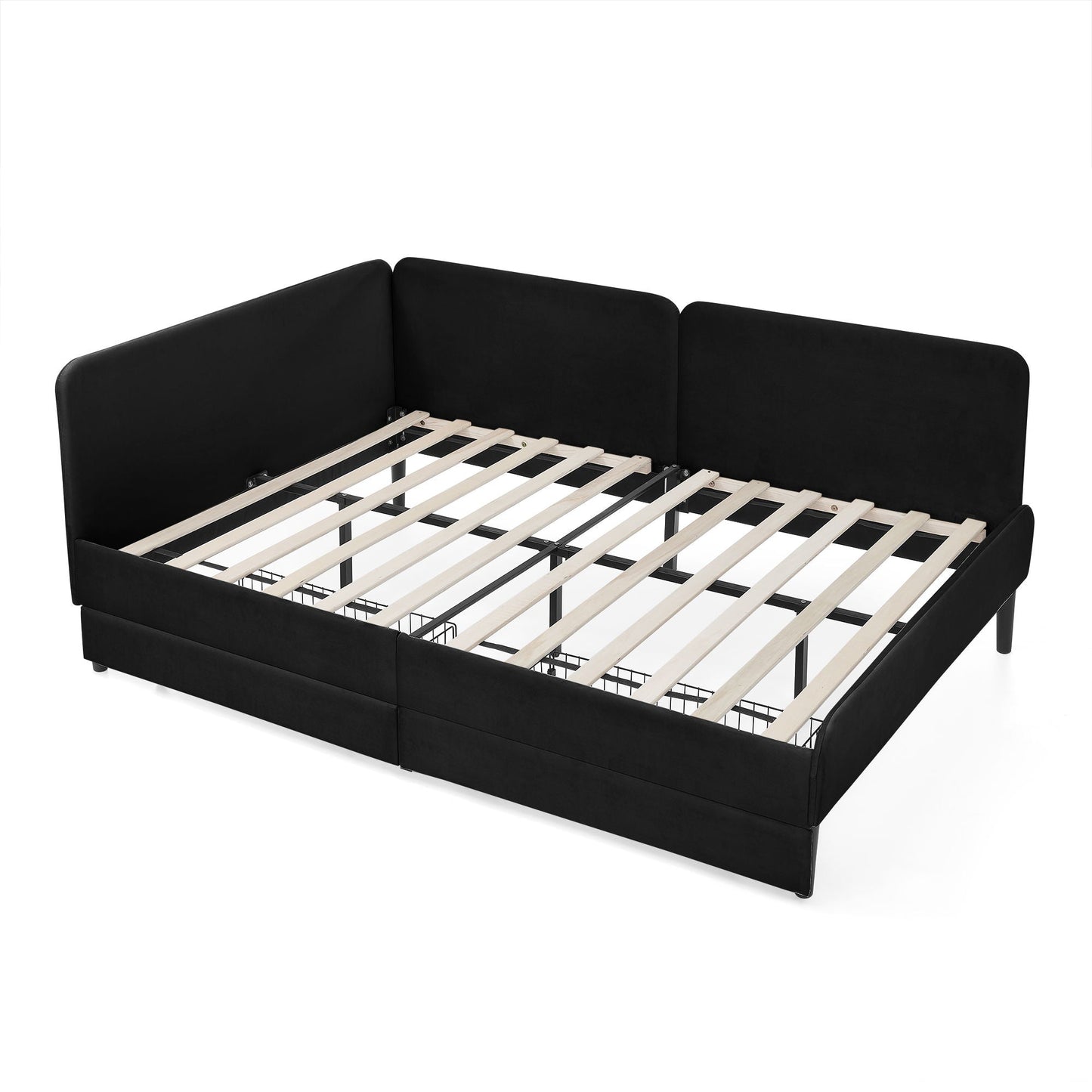 Upholstered Platform Sofa Bed with Drawers
