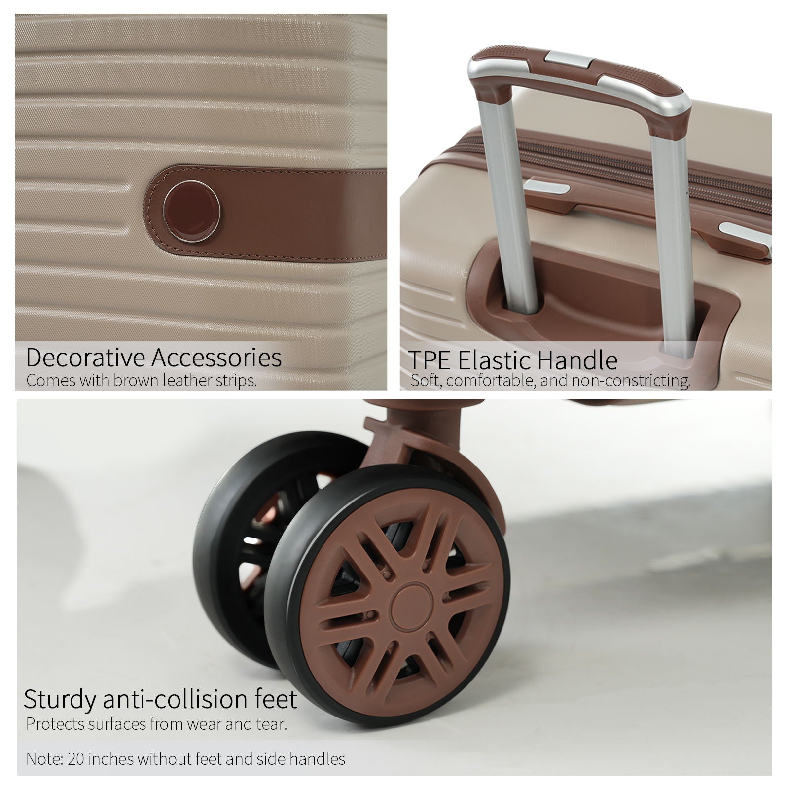 4-Piece hard-shell tan luggage set with brown accents and 4 packing cubes HouseOfZazla on Tampa Home & Garden Store