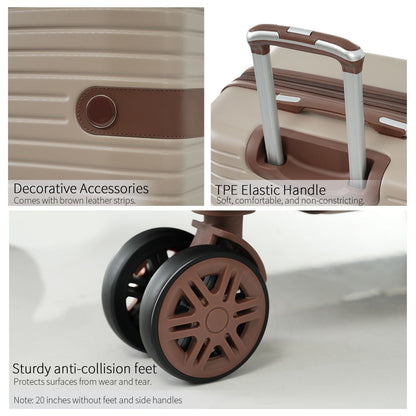 4-Piece hard-shell tan luggage set with brown accents and 4 packing cubes HouseOfZazla on Tampa Home & Garden Store