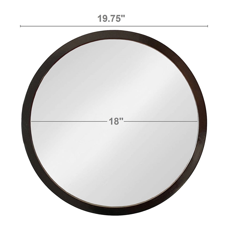 Circle wall mirror with dark wood frame, 19.75 in dia, 18 in glass, HouseOfZazla on Tampa Home & Garden Store