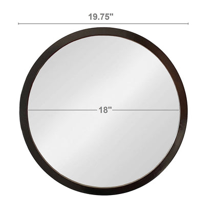 Circle wall mirror with dark wood frame, 19.75 in dia, 18 in glass, HouseOfZazla on Tampa Home & Garden Store