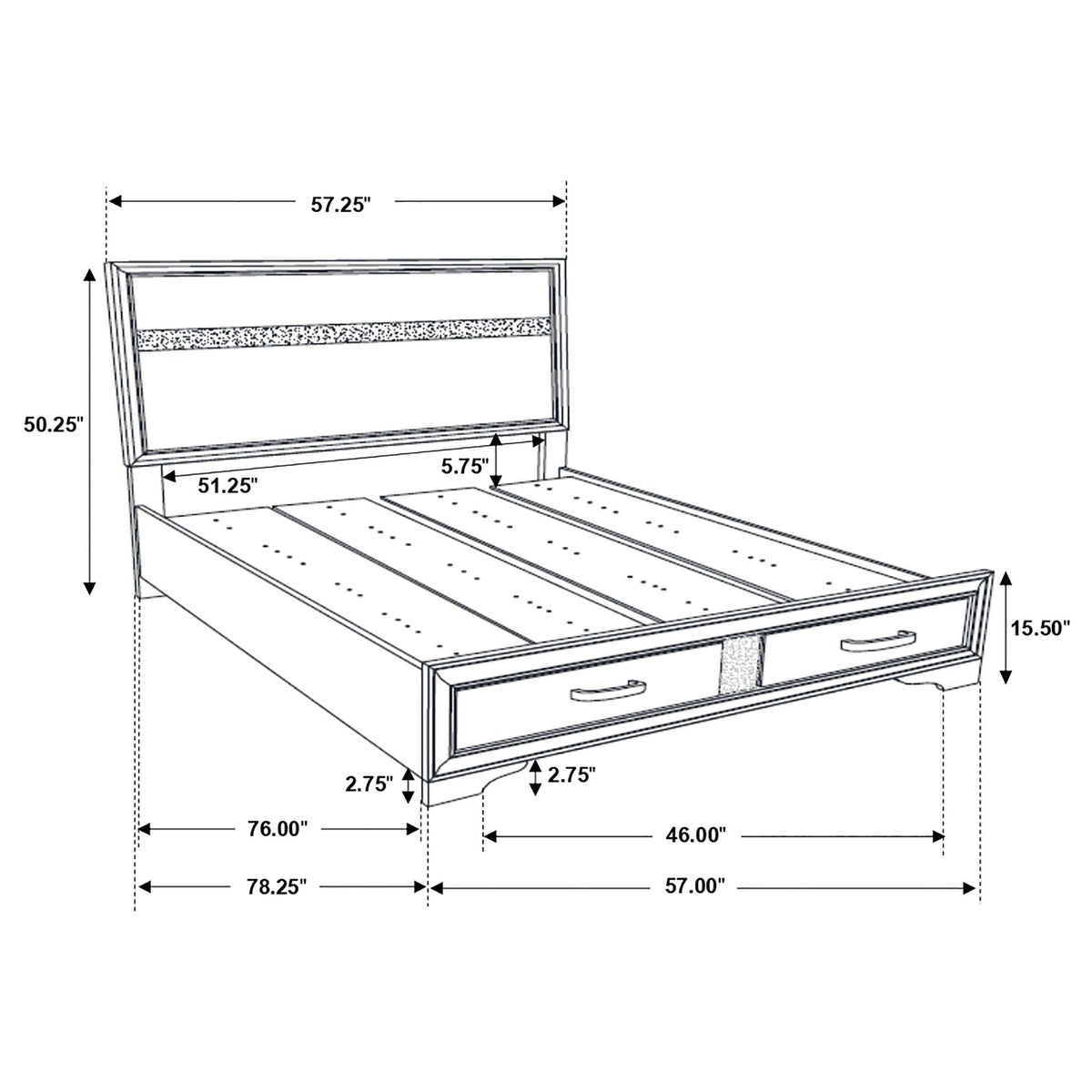 Urbana Storage Panel Bed by HouseOfZazla, storage platform bed with two under-bed drawers on Tampa Home & Garden Store