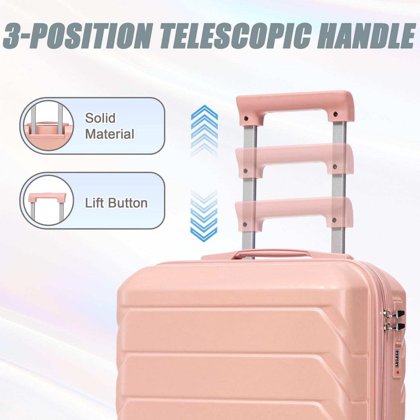 2-Piece pink ABS spinner luggage set with 3-position telescopic handle HouseOfZazla on Tampa Home & Garden Store