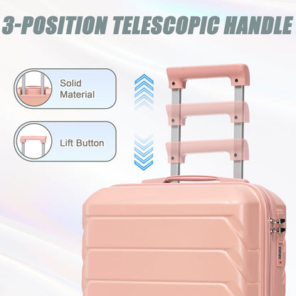 2-Piece pink ABS spinner luggage set with 3-position telescopic handle HouseOfZazla on Tampa Home & Garden Store
