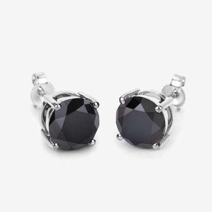 Black diamond stud earrings in 14K white gold, 4.25ct round-cut with secure prong settings on Tampa Home & Garden Store