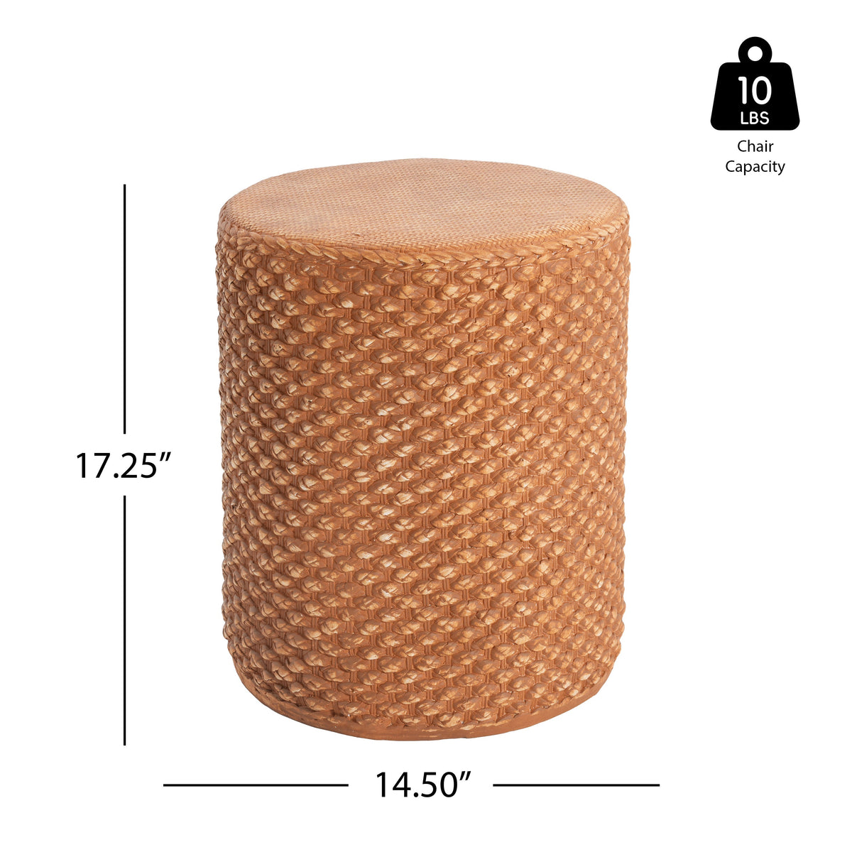 Evie outdoor round MGO side table brown wicker by HouseOfZazla, 14.5in dia on Tampa Home & Garden Store