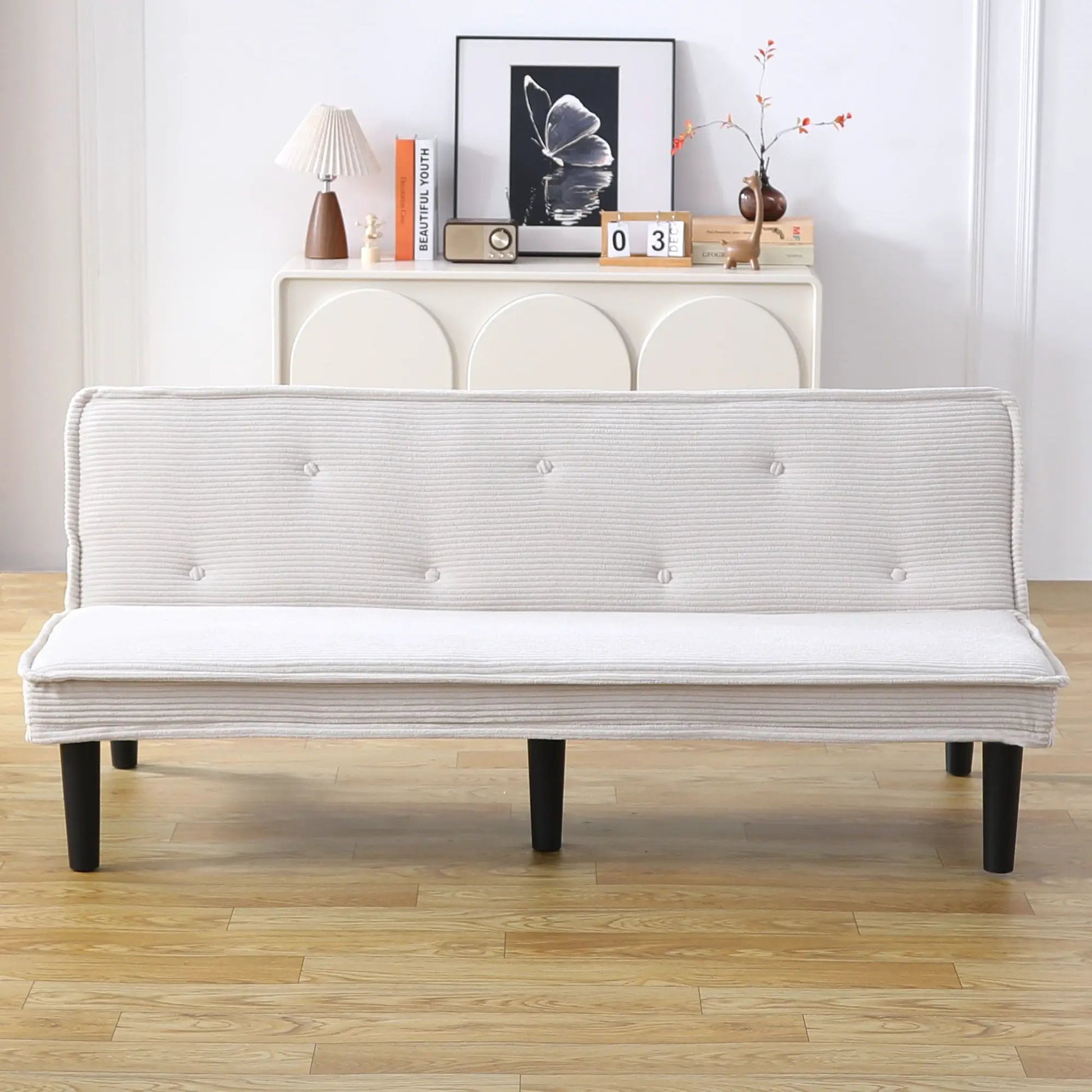 Versatile Sofa Bed with solid wood frame in light gray fabric by Unique Piece Furniture on Tampa Home & Garden Store