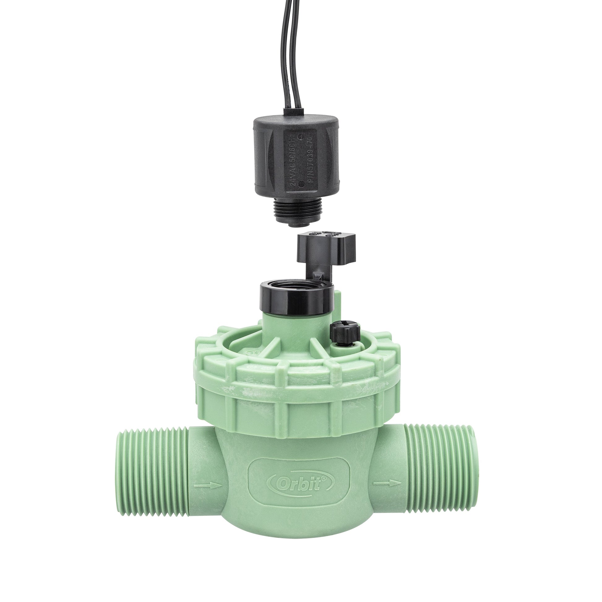 Orbit 1in MPT Jar-Top Automatic Valve, green body with black wires on Tampa Home & Garden Store